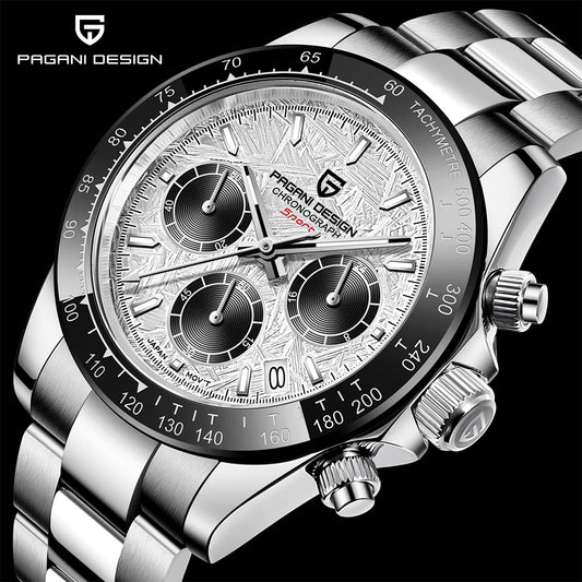 PAGANI DESIGN PD-1644 Meteorite Dial Quartz Watch Men 100M Sapphire Chronograph