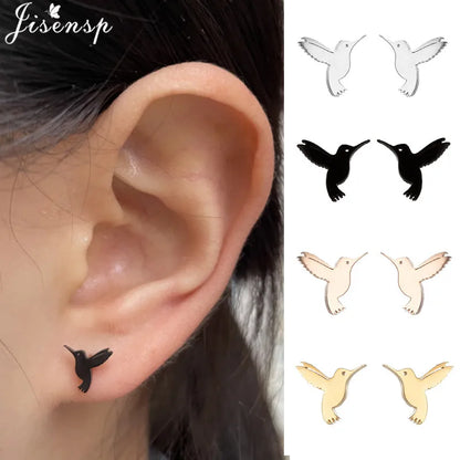 Multiple Mini Stainless Steel Bird Jewelry Earrings 2024 Trend For Women Girls Cute Crane Parrot Bee Hummingbird Studs oorbellen