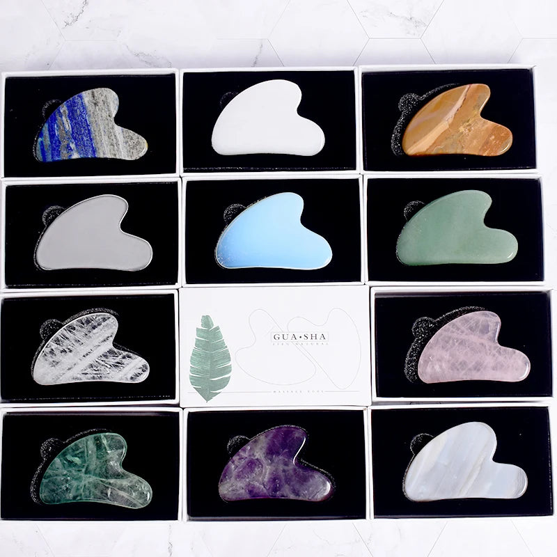 Jade Guasha Tool – Natural Stone Crystal Face & Body Massager for SPA & Healing