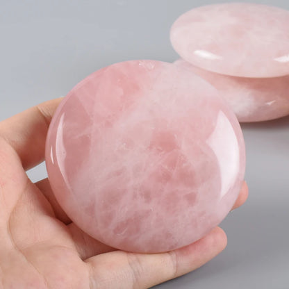 Big 60mm Rose Quartz Chakra Palm Stone Healing SPA Reiki Crystal Energy Stone