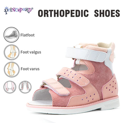 Princepard 2022 Children Orthopedic Shoes for Flat Feet Summer Kids Footwear Closed Toe Boys Girls Sandals with Ankle Support