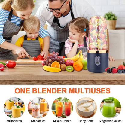 400ml Portable Blender Cup Bottle USB Rechargeable 6 Blades Fruit Mixer Mini Hand Juicer Blender Smoothie