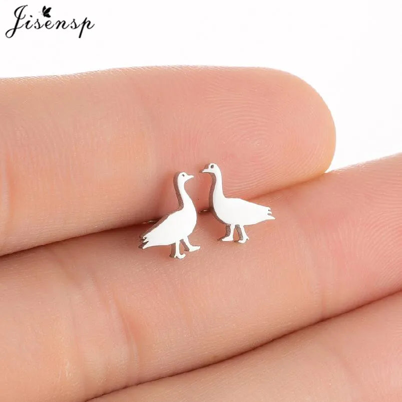 Multiple Mini Stainless Steel Bird Jewelry Earrings 2024 Trend For Women Girls Cute Crane Parrot Bee Hummingbird Studs oorbellen