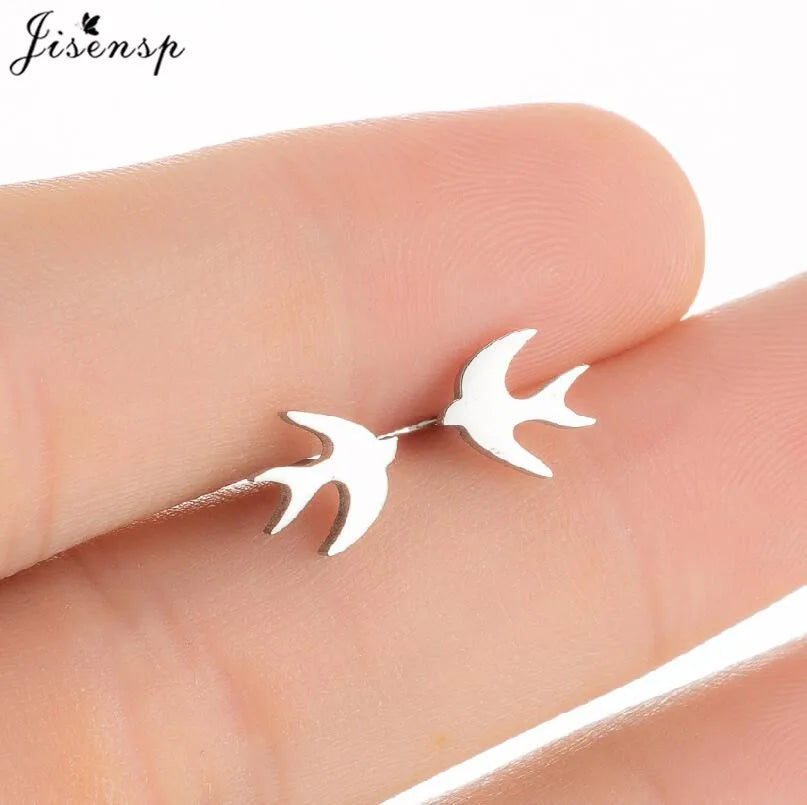 Multiple Mini Stainless Steel Bird Jewelry Earrings 2024 Trend For Women Girls Cute Crane Parrot Bee Hummingbird Studs oorbellen