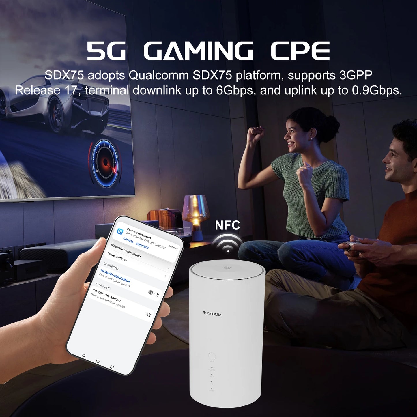 Hot Selling SDX75 5G CPE WiFi 7 Dual-band BE7200 Home Mesh CAT20 Support NFC VoLTE VoIP VPN Cell Lock TTL Network Lock 5G Router