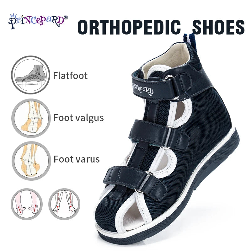 Princepard 2022 Children Orthopedic Shoes for Flat Feet Summer Kids Footwear Closed Toe Boys Girls Sandals with Ankle Support