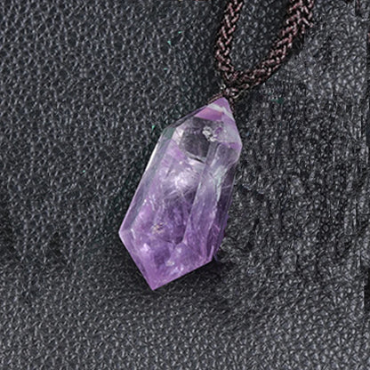 1Pc Natural Amethyst Citrine Malachite Pink Crystal Pendant Double Pointed Hexagonal Necklace Gemstone Reiki Healing Crystals