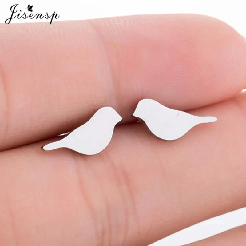 Multiple Mini Stainless Steel Bird Jewelry Earrings 2024 Trend For Women Girls Cute Crane Parrot Bee Hummingbird Studs oorbellen