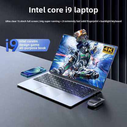 15.6inch Core I9  Portable Gaming Laptop Thin Light Business Office Design with Intel English