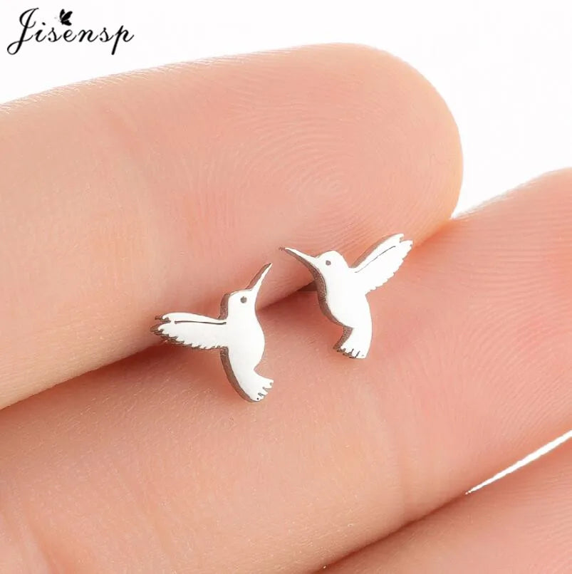 Multiple Mini Stainless Steel Bird Jewelry Earrings 2024 Trend For Women Girls Cute Crane Parrot Bee Hummingbird Studs oorbellen