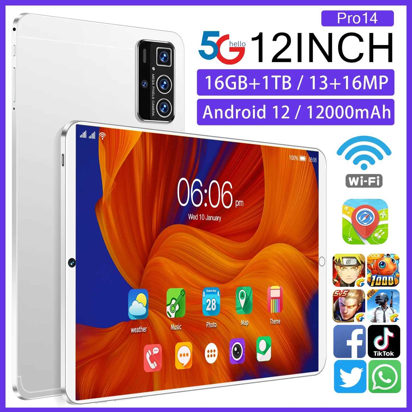 2025 Global 14 Pro Table PC Customized 16GB+1TB Android Tablet  12 Inch Dual SIM Educational Call Android Table Pc