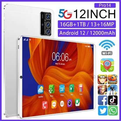 2025 Global 14 Pro Table PC Customized 16GB+1TB Android Tablet  12 Inch Dual SIM Educational Call Android Table Pc