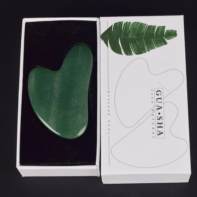 Jade Guasha Tool – Natural Stone Crystal Face & Body Massager for SPA & Healing
