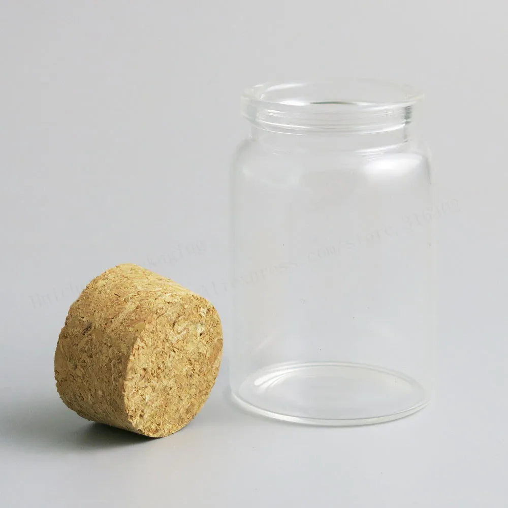 2 x Transparent 50ml 80ml 100ml 150ml Big glass bottle with wood cork  5oz empty corked glass jar Display Containers