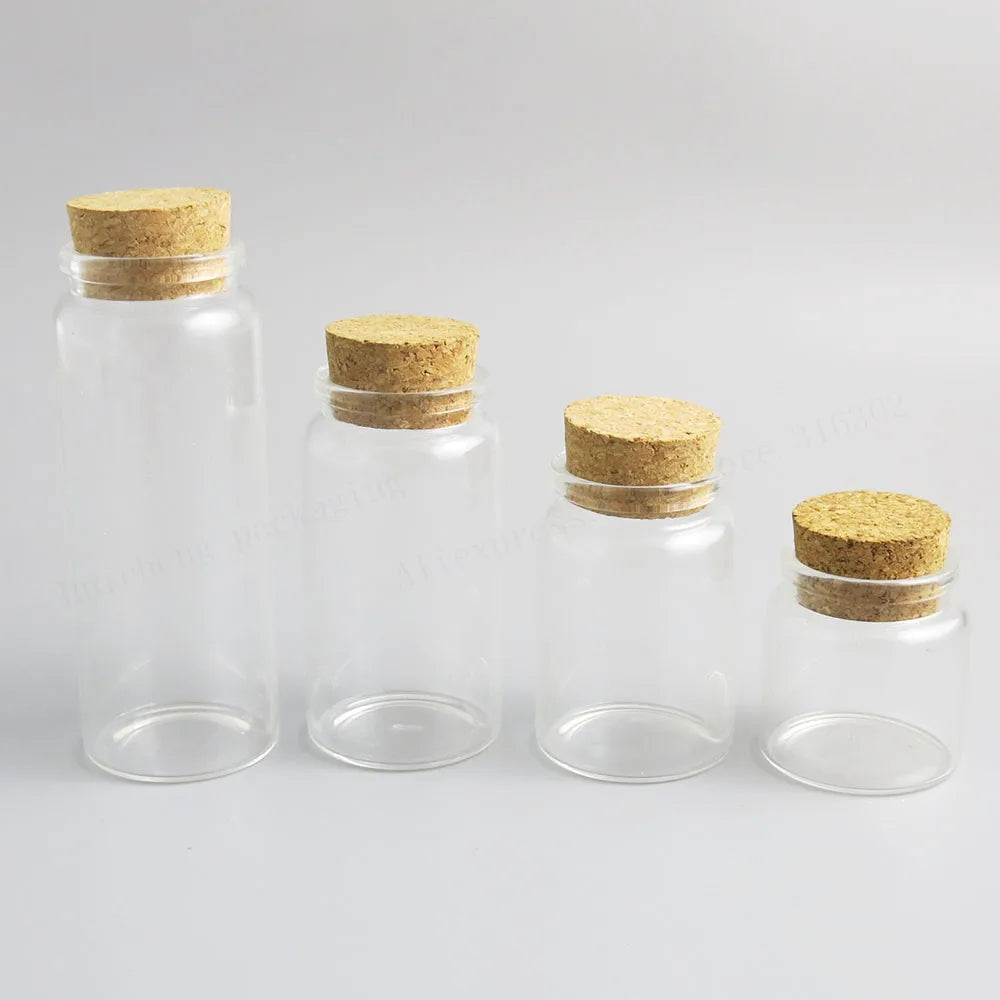 2 x Transparent 50ml 80ml 100ml 150ml Big glass bottle with wood cork  5oz empty corked glass jar Display Containers