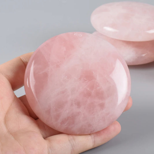 Big 60mm Rose Quartz Chakra Palm Stone Healing SPA Reiki Crystal Energy Stone