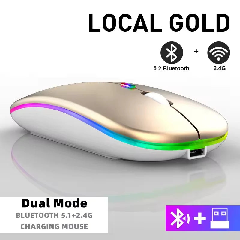 Ultra Slim RGB Lighting Wireless Mouse Dual Mode BT Rechargeable for Gaming on Desktop Laptop Tablet-No MOQ