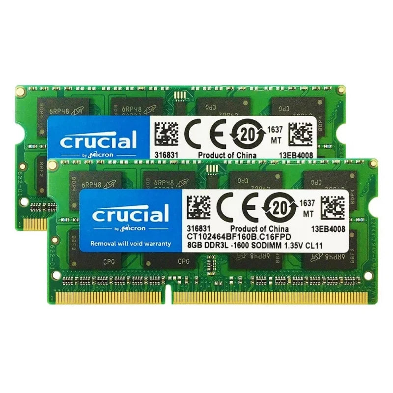 Crucial Original Chips Ram DDR3L/DDR3 4GB 8GB 1866MHz 1600MHz 1333MHz 204 Pin SODIMM Laptop PC Computer Memory RAM Module