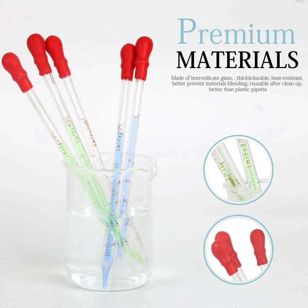 0.5ml 1ml 2ml 3ml Graduated Scale Dropper Pipette Borrosilicate Glass Rubber Head Liquid Pipettors For Lab Scale Laboratory