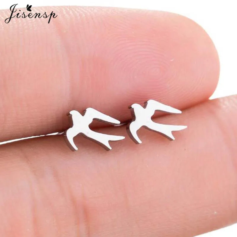 Multiple Mini Stainless Steel Bird Jewelry Earrings 2024 Trend For Women Girls Cute Crane Parrot Bee Hummingbird Studs oorbellen