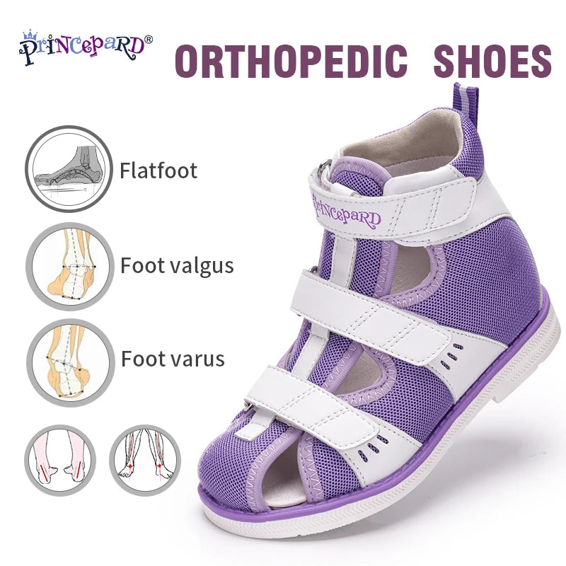 Princepard 2022 Children Orthopedic Shoes for Flat Feet Summer Kids Footwear Closed Toe Boys Girls Sandals with Ankle Support