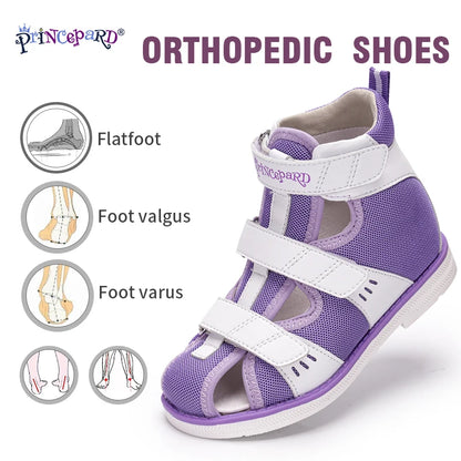 Princepard 2022 Children Orthopedic Shoes for Flat Feet Summer Kids Footwear Closed Toe Boys Girls Sandals with Ankle Support