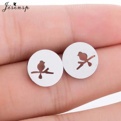 Multiple Mini Stainless Steel Bird Jewelry Earrings 2024 Trend For Women Girls Cute Crane Parrot Bee Hummingbird Studs oorbellen