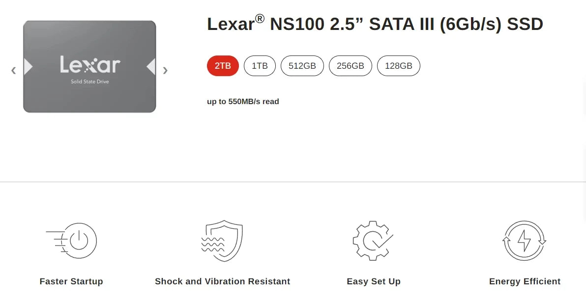 Lexar Ns100 Sata Ssd 256gb 512gb Ssd Hard Drive Hdd 2.5 Hard Disk Ssd Sata 128gb Solid State Drive for Laptop