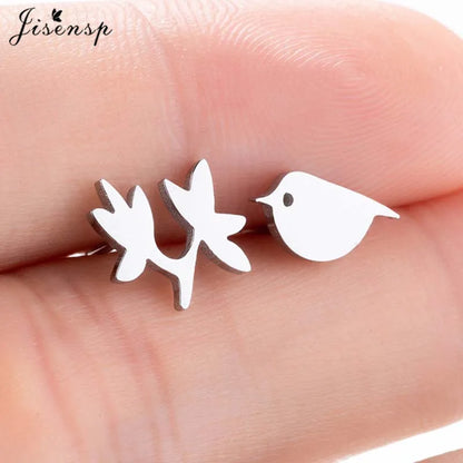 Multiple Mini Stainless Steel Bird Jewelry Earrings 2024 Trend For Women Girls Cute Crane Parrot Bee Hummingbird Studs oorbellen