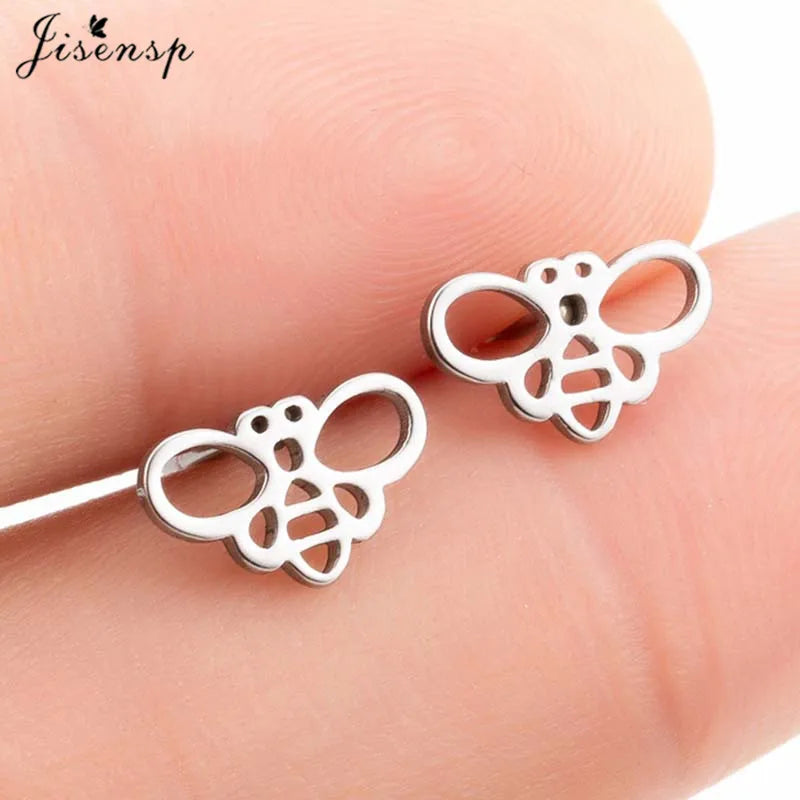 Multiple Mini Stainless Steel Bird Jewelry Earrings 2024 Trend For Women Girls Cute Crane Parrot Bee Hummingbird Studs oorbellen