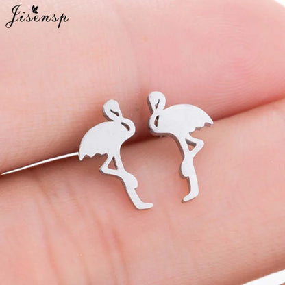 Multiple Mini Stainless Steel Bird Jewelry Earrings 2024 Trend For Women Girls Cute Crane Parrot Bee Hummingbird Studs oorbellen