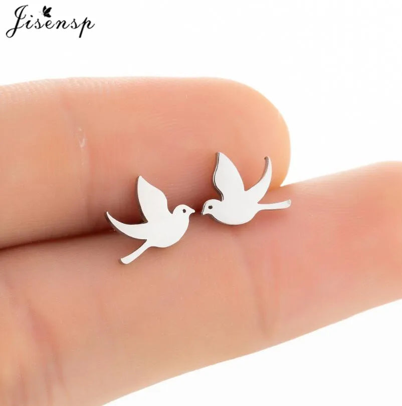 Multiple Mini Stainless Steel Bird Jewelry Earrings 2024 Trend For Women Girls Cute Crane Parrot Bee Hummingbird Studs oorbellen