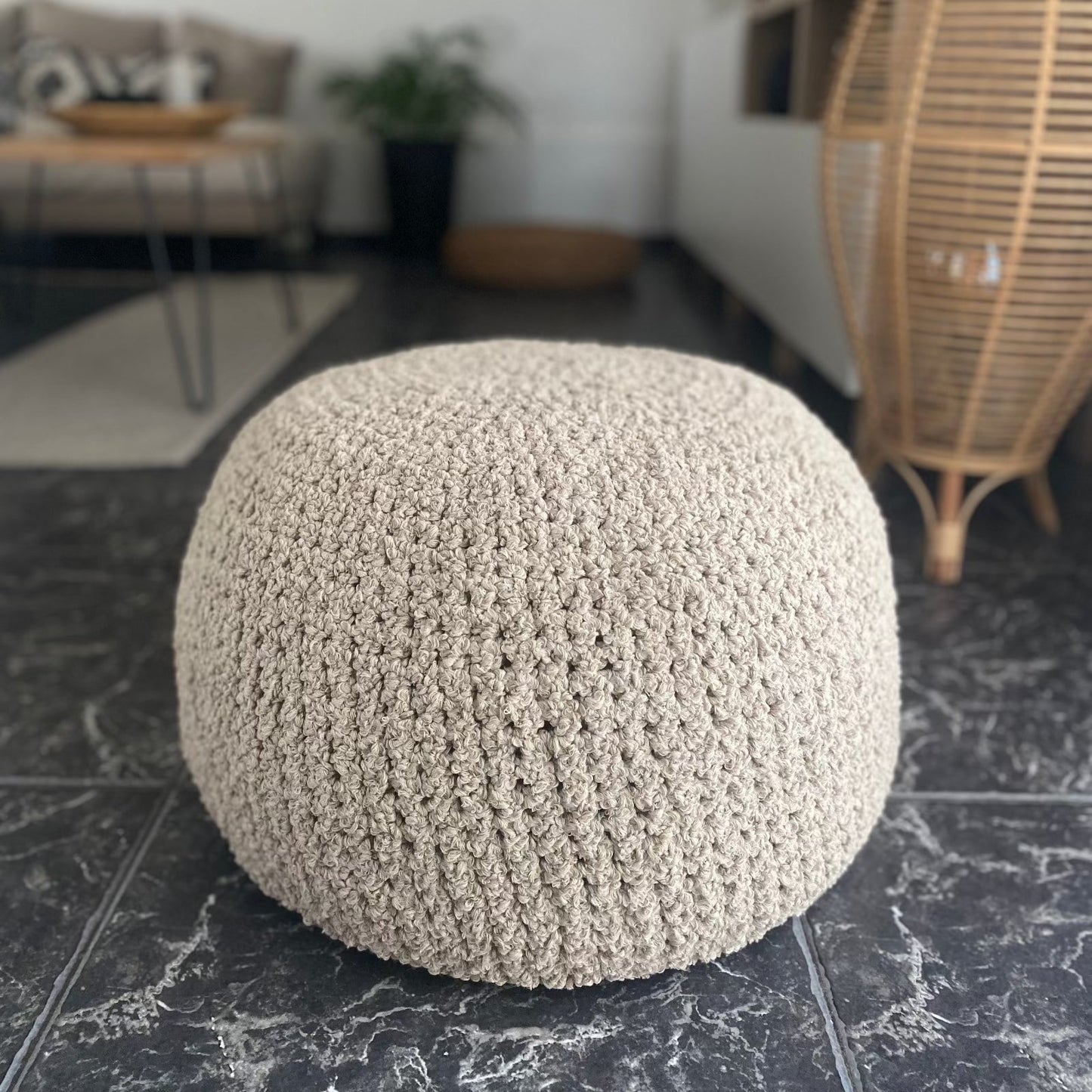 Bouclé Ottoman Pouf Cover