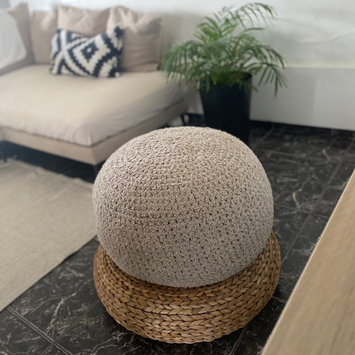 Bouclé Ottoman Pouf Cover