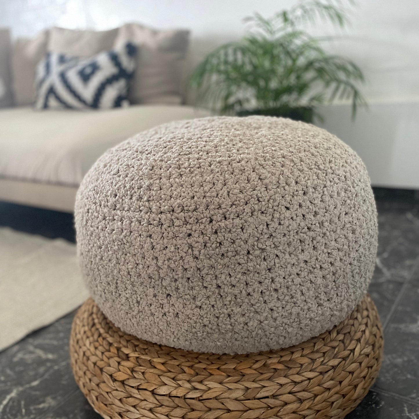 Bouclé Ottoman Pouf Cover