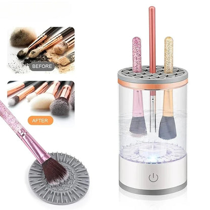 3 In 1 USB Plug Portable Electric Makeup Brush Cleaner with Rubber Makeup Machine For Deep Cleaning One Click Operation Suitable