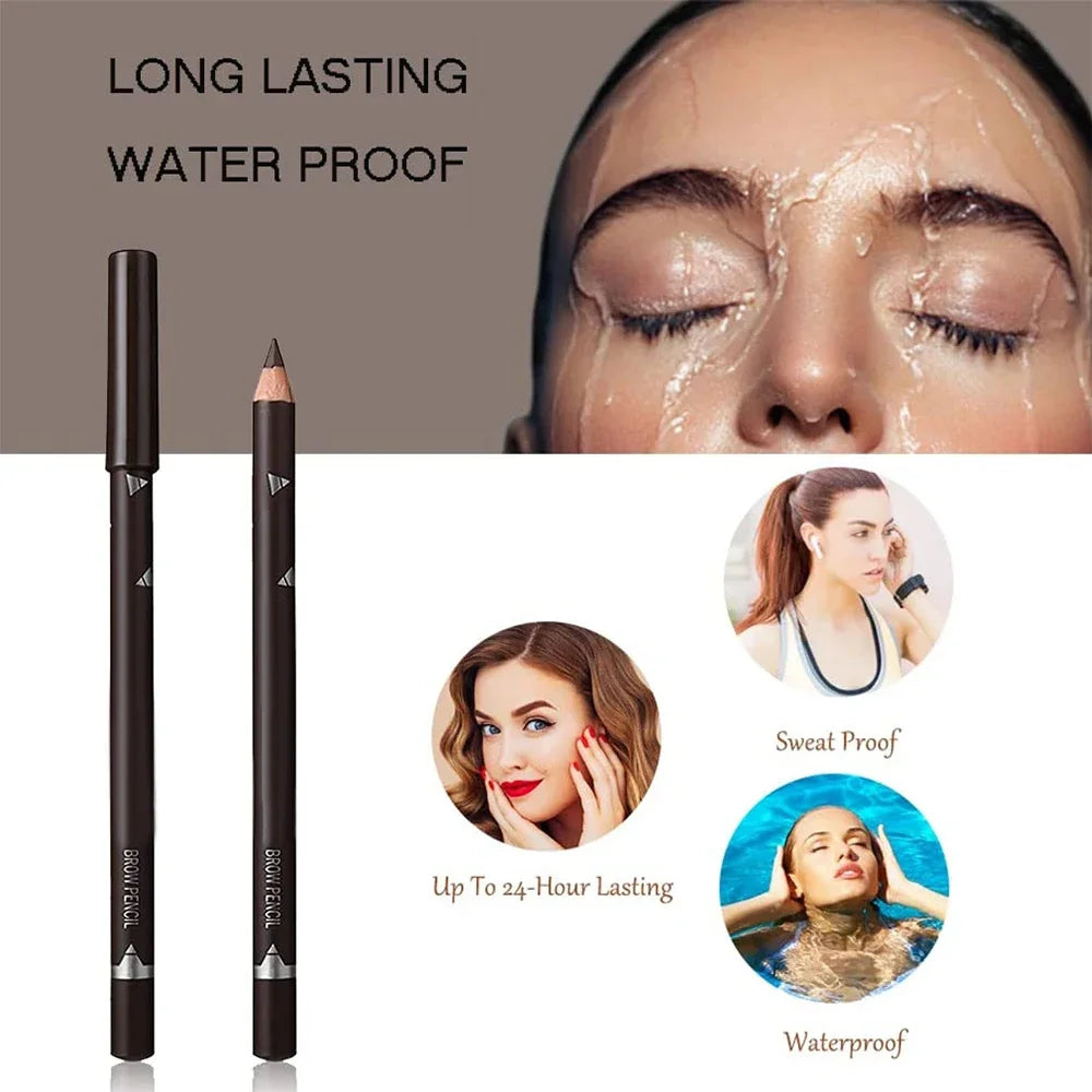 6/12-Piece Waterproof Eyebrow Pencil Set – Natural Black & Brown Shades for Beginners & Professionals