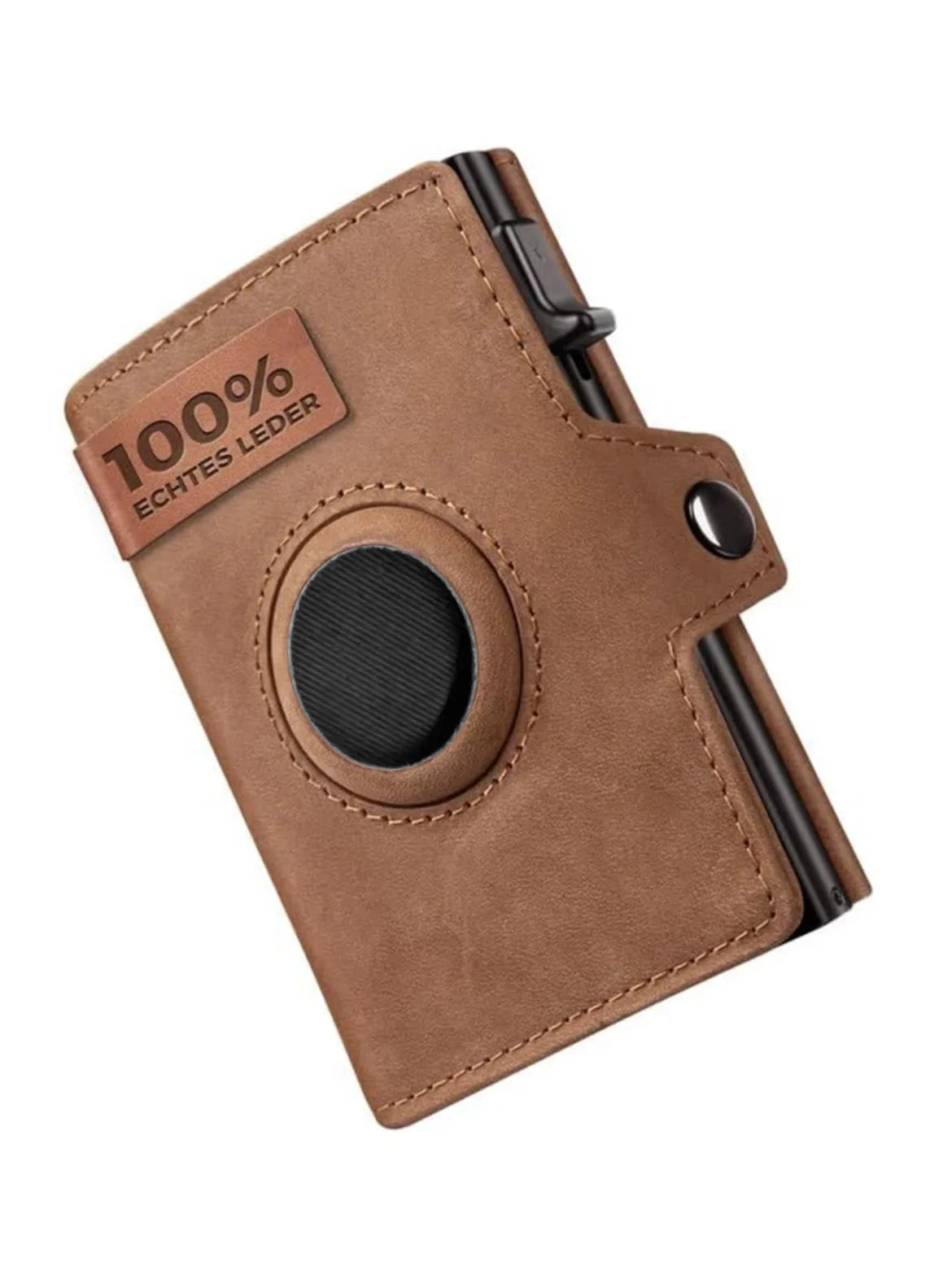 YATBEST Men's Leather Wallet RFID Anti-Theft Coin Pocket Card Clip with AirTag