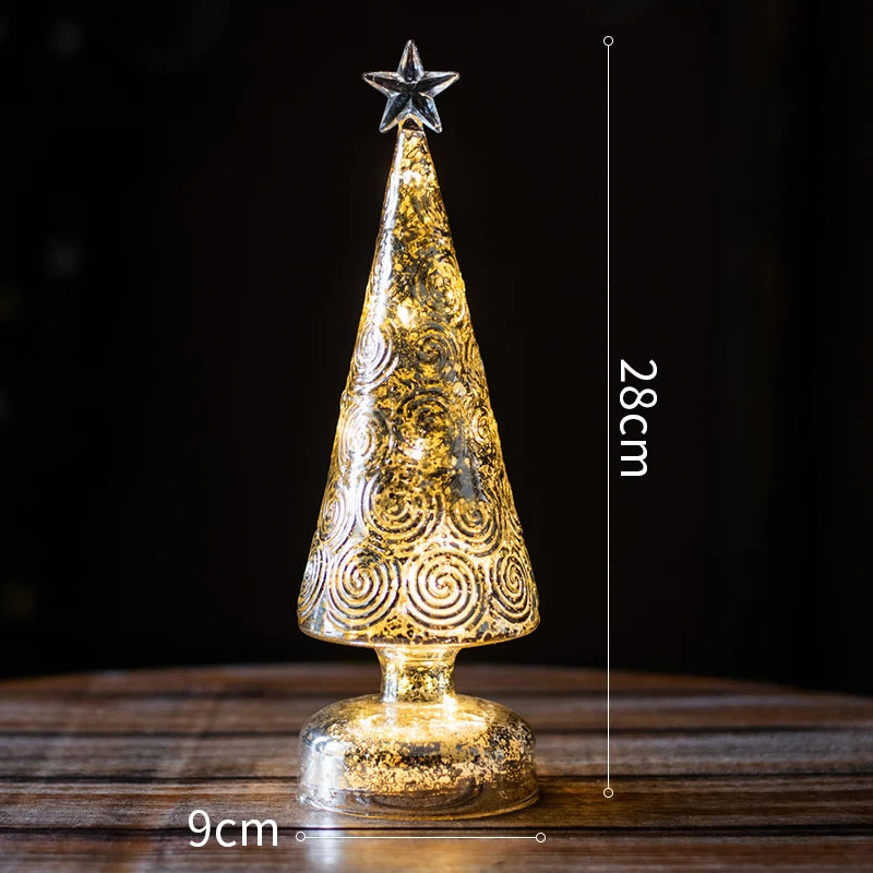 Christmas Tree Glass Night Light for Home Xmas Romantic Holiday Atmosphere Arbol De Navidad Ornaments LED Luminous Decoration