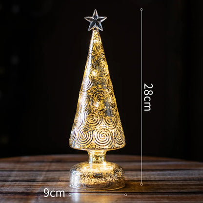 Christmas Tree Glass Night Light for Home Xmas Romantic Holiday Atmosphere Arbol De Navidad Ornaments LED Luminous Decoration