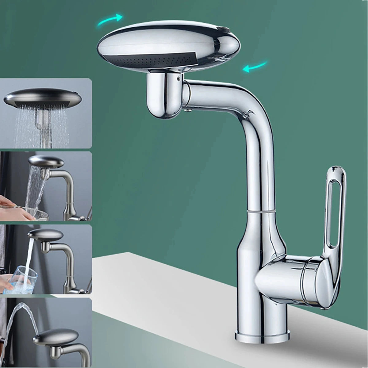 Multi-Mode 360° Rotating Waterfall Faucet – Stylish Bathroom Basin Mixer Tap