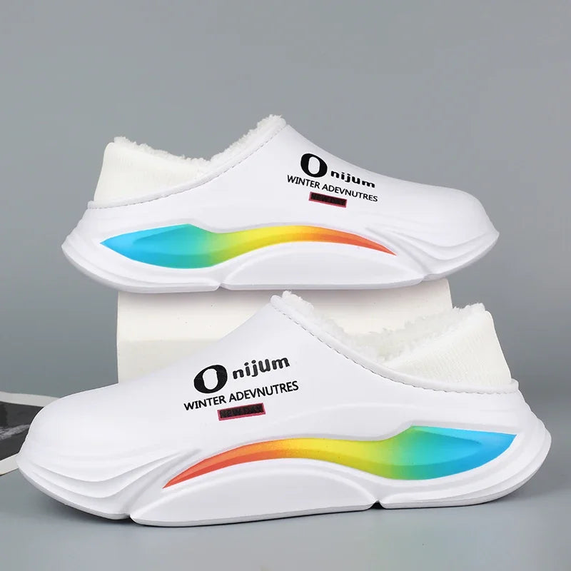 Men Shoes Winter New Keep Warm Plush EVA Waterproof Indoor Outdoor Walking Slippers Unisex Men Women Size 36-45