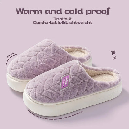 Cotton slippers for women in autumn and winter, new indoor home soft bottom, anti slip and warm plush cotton slippers for women