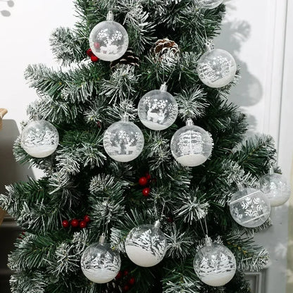 Transparent White Snow Ball Christmas Balls Pendant Xmas Tree Decoration Clear Baubles Hanging Ornament New Year Party Supply