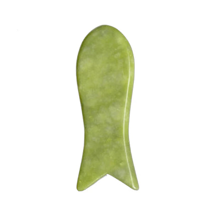 Natural Green Xiuyu Gua Sha Board Jade Stone Massager SPA Acupuncture Beauty Tool