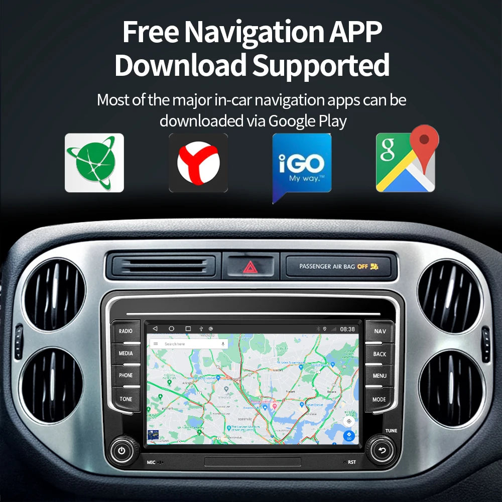 GRANDnavi 2Din Android 13 Car Radio GPS For VW / Volkswagen Skoda Octavia golf 5 6 touran passat B6 polo Jetta 2Din Radio Player