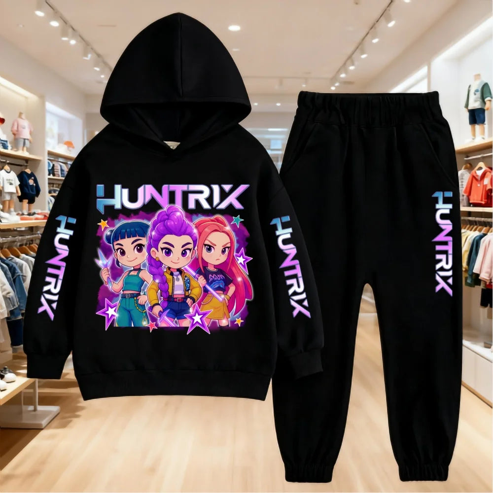 2025 KPop Demon Hunters Kids Hoodie Set Boys Teen Girls Hoody Sweatshirts With Pants Tracksuit Children's Autumn Clothing 2pcs