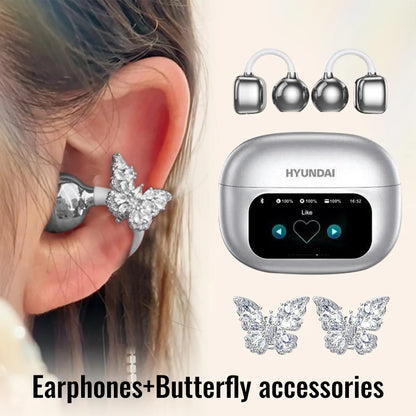 Choice HYUNDAI HY-C02 Nice earrings Earphones Wireless Bluetooth Headphones LED Power Display Mic Stereo Sound Earphones