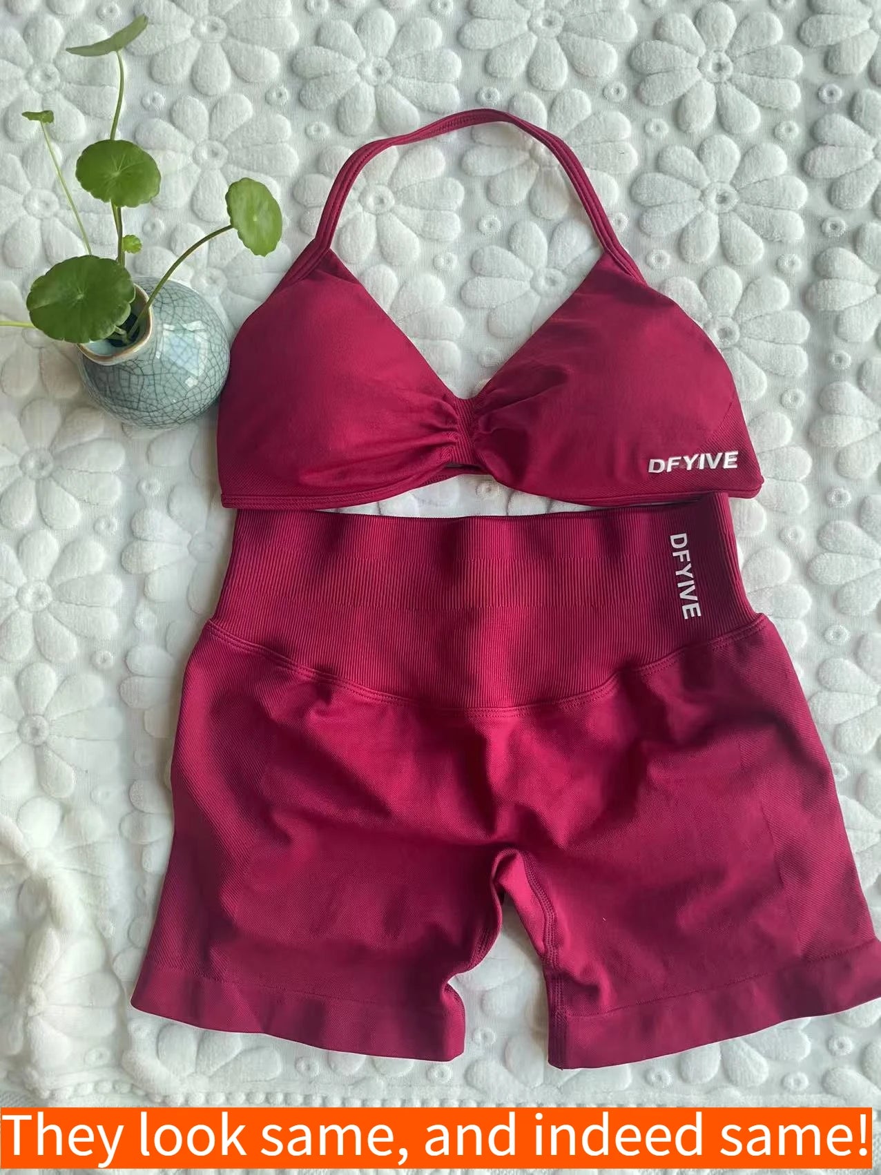 DFYIVE Yoga Gym Set 2 Piece Women Strappy Yoga Bra Top Workout Scrunch Shorts Sports Suit Fitness Clothes Seamless Yoga Set