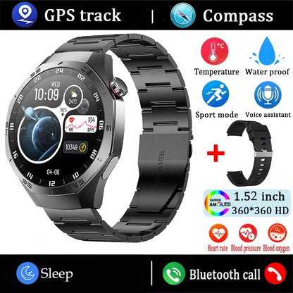 2025 Smart Watch Men AMOLED GPS Heart Rate Bluetooth Calls Waterproof Android iOS